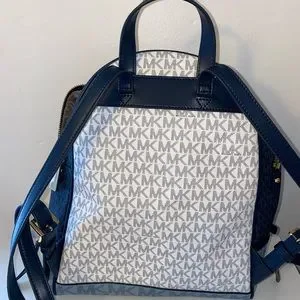 Michael Kors Rhea Medium Color Block Backpack in Pale Blue/ Navy Logo MICHAEL Michael Kors | Bags | Michael Kors Rhea Medium Color  main image 3